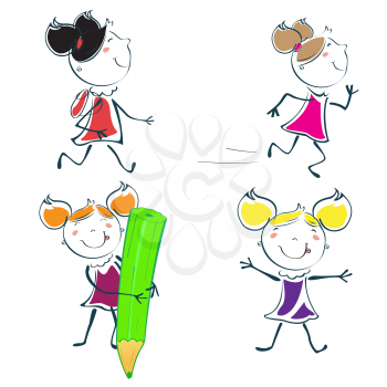 Royalty Free Clipart Image of a Bunch of Girls