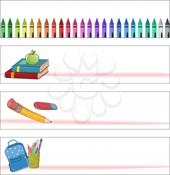 Royalty Free Clipart Image of a Bunch of School Banners