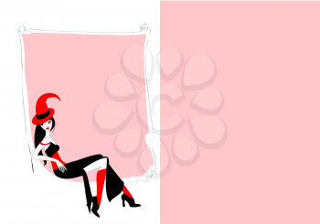 Royalty Free Clipart Image of a Woman on an Invitation