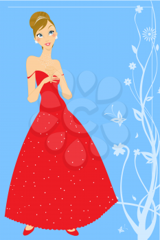 Royalty Free Clipart Image of a Woman in a Dress