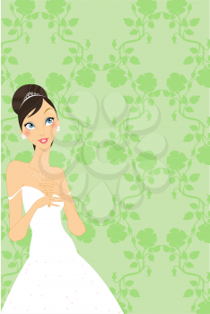 Royalty Free Clipart Image of a Pretty Bride