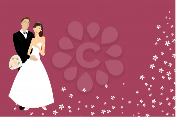 Royalty Free Clipart Image of a Bride and Groom 