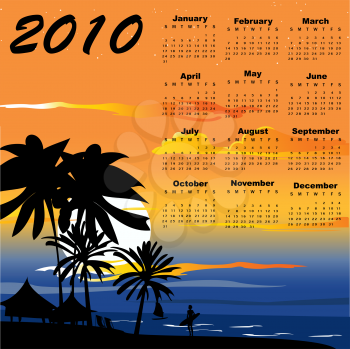 Royalty Free Clipart Image of a 2010 Calendar