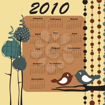 Royalty Free Clipart Image of a 2010 Calendar