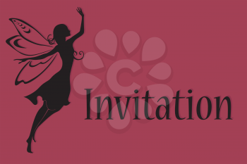 Royalty Free Clipart Image of a Fairy on an Invitation