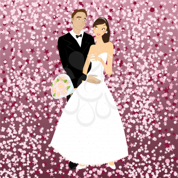 Royalty Free Clipart Image of a Couple Getting Married