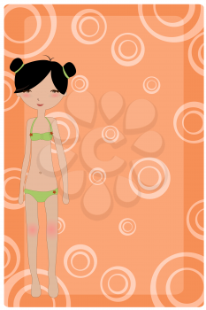 Royalty Free Clipart Image of a Little Girl in a Swimsuit