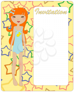 Royalty Free Clipart Image of a Girl in a Swimsuit