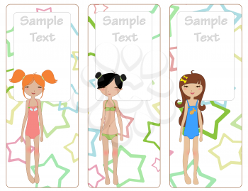 Royalty Free Clipart Image of Girls in Swimsuits