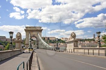 Royalty Free Photo of the Lion Bridge in Budapest