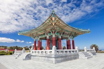 Royalty Free Photo of a Korean Bell of Friendship Pagoda in San Pedro, California
