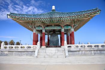 Royalty Free Photo of a Korean Bell of Friendship Pagoda in San Pedro, California