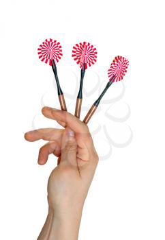 Royalty Free Photo of a Person Holding Darts