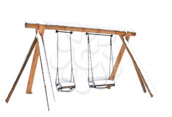 Royalty Free Photo of a Snow Covered Swing Set