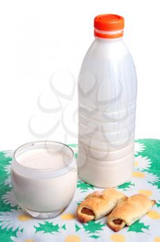 Royalty Free Photo of a Bottle and Glass of Milk