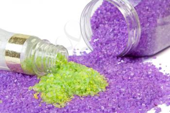 Royalty Free Photo of Lavender and Green Tea Sea Salt in Jars