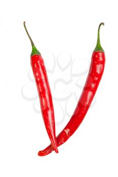 V letter made from chili, with clipping path
