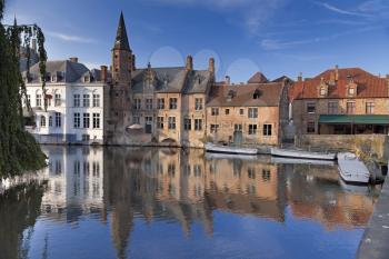 River channel and buildings in Bruges, Belgium
