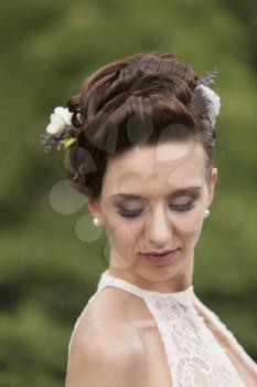 Young bride portrait, closeup view
