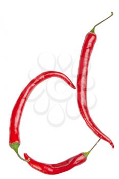 d  letter made from chili, with clipping path

