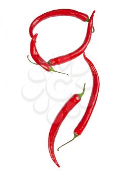G letter made from chili, with clipping path