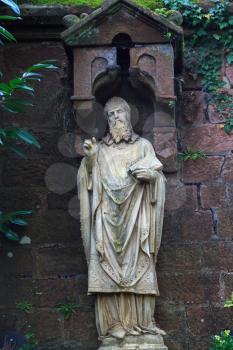 Statue of the saint near St. Lutwinus church in Mettlach, Germany
