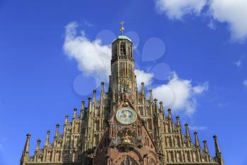 Church of Our Lady (Frauenkirche), blue sky with clouds in Nuremberg, Germny
