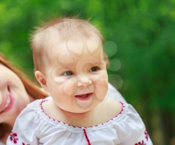 Baby portrait in ukrainian folk dress vyshyvanka
