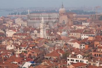Roofs of venetian houses, top view
