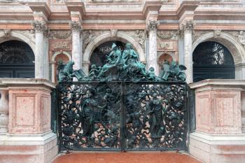 Statues on the gate near San Marco Campanile, Venice, Italy
