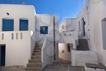 White houses and blue sky on the greek island
