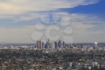 Los Angeles downtown, bird's eye view at sunny day
