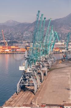 Industrial cranes in Batumi seaport
