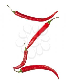 Z letter made from chili, with clipping path
