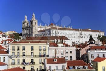 Igreja de Sao Vicente de For a in Lisbon and house roofs, Portugal