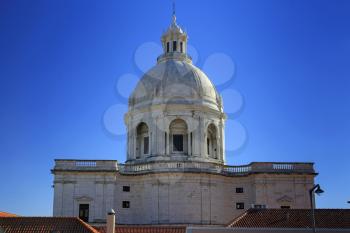National Pantheon and house roofs in Lisbon, Portugal
