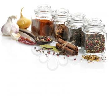 Royalty Free Photo of Spices Assortment in Glass Jars