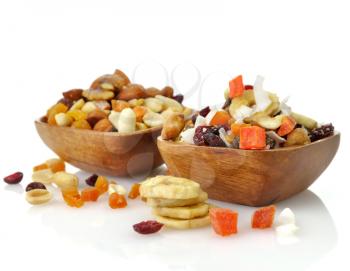 Royalty Free Photo of Bowls of Nuts and Fruits