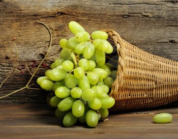 Royalty Free Photo of Green Grapes in a Basket