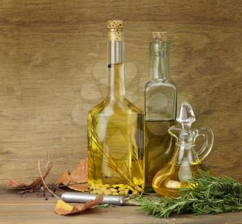 Royalty Free Photo of Bottles of Cooking Oils