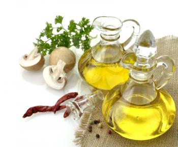 Royalty Free Photo of Olive Oil Spices And Mushrooms
