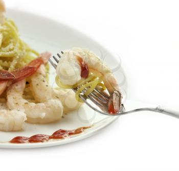 Royalty Free Photo of Pasta With Shrimp