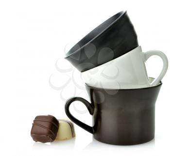 Royalty Free Photo of Ceramic Cups and Chocolate