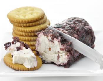 Royalty Free Photo of Cranberries And Cinnamon Goat Cheese And Crackers
