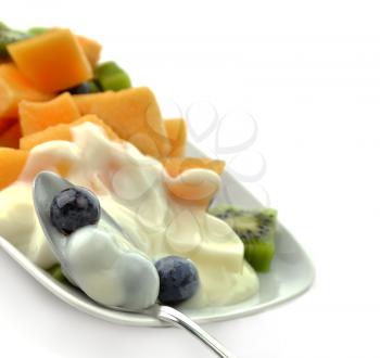 Royalty Free Photo of Fruits and Yogurt