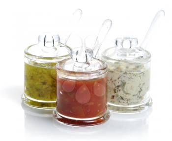 Royalty Free Photo of Dips in Glass Jars