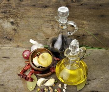 Royalty Free Photo of Cooking Oil, Vinegar And Spices