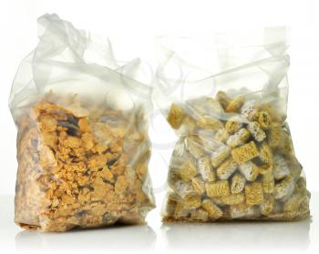 Shredded Wheat Cereal and bran and raisin cereal in the bags