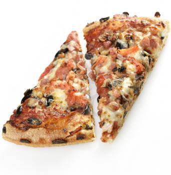 Pizza Slices With Mushrooms,Sweet Pepper,Black Olives And Sausages