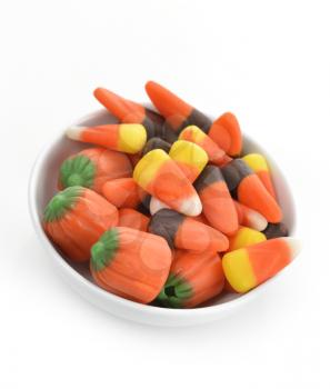 Halloween Candy Corn In A White Bowl